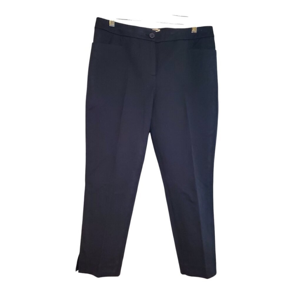 TALBOTS PETITES Dress Trouser Pant Curvy Cropped Black Flat Front Mid-rise